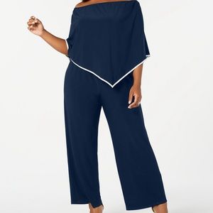 MSK plus size off the shoulder poncho jumpsuit